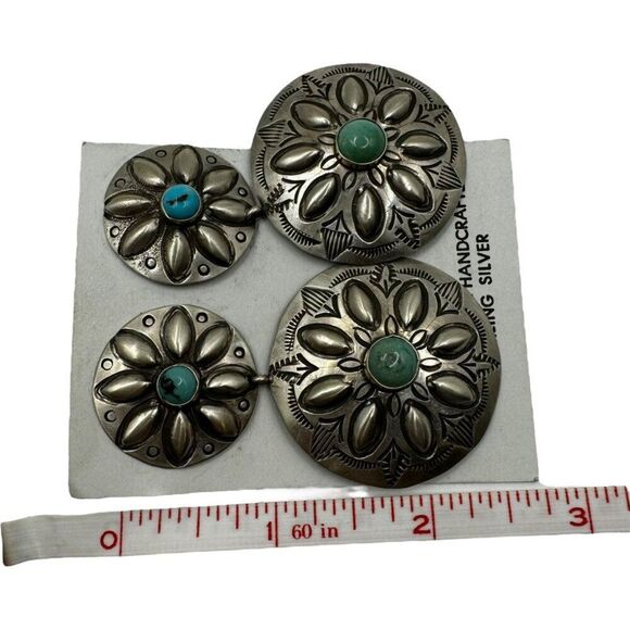 Genuine Navajo Handcrafted Sterling Silver Earrings Turquoise Pierced Dangle SW - Picture 5 of 5